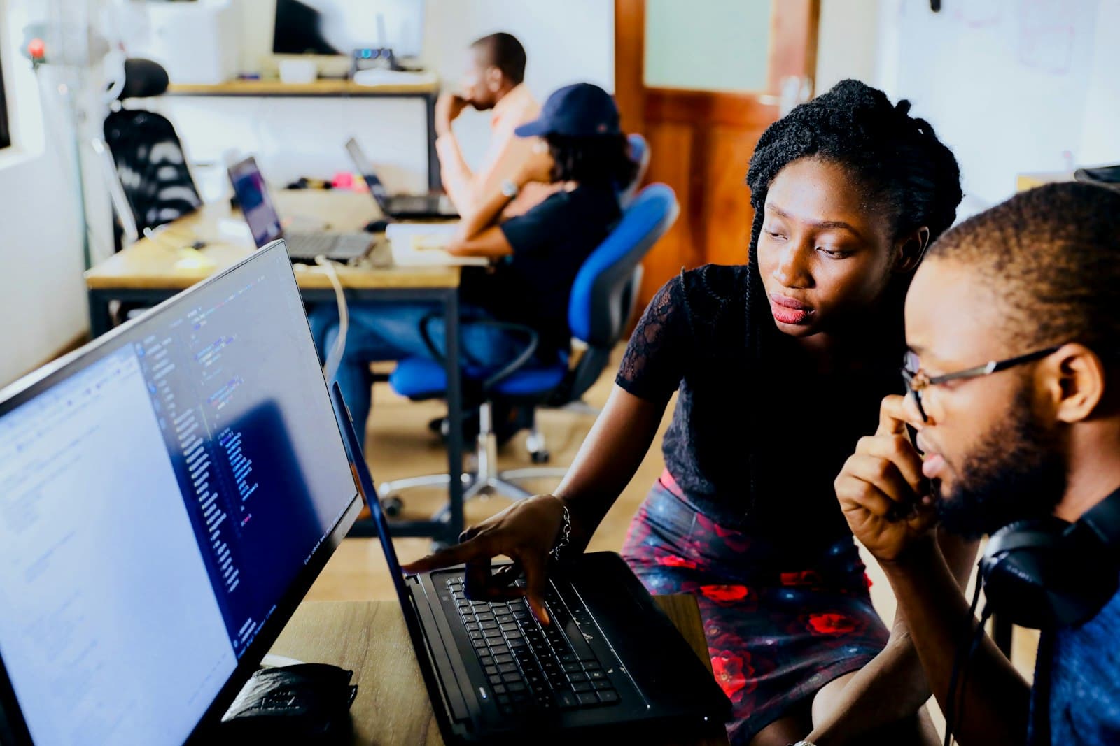 Software developers working together